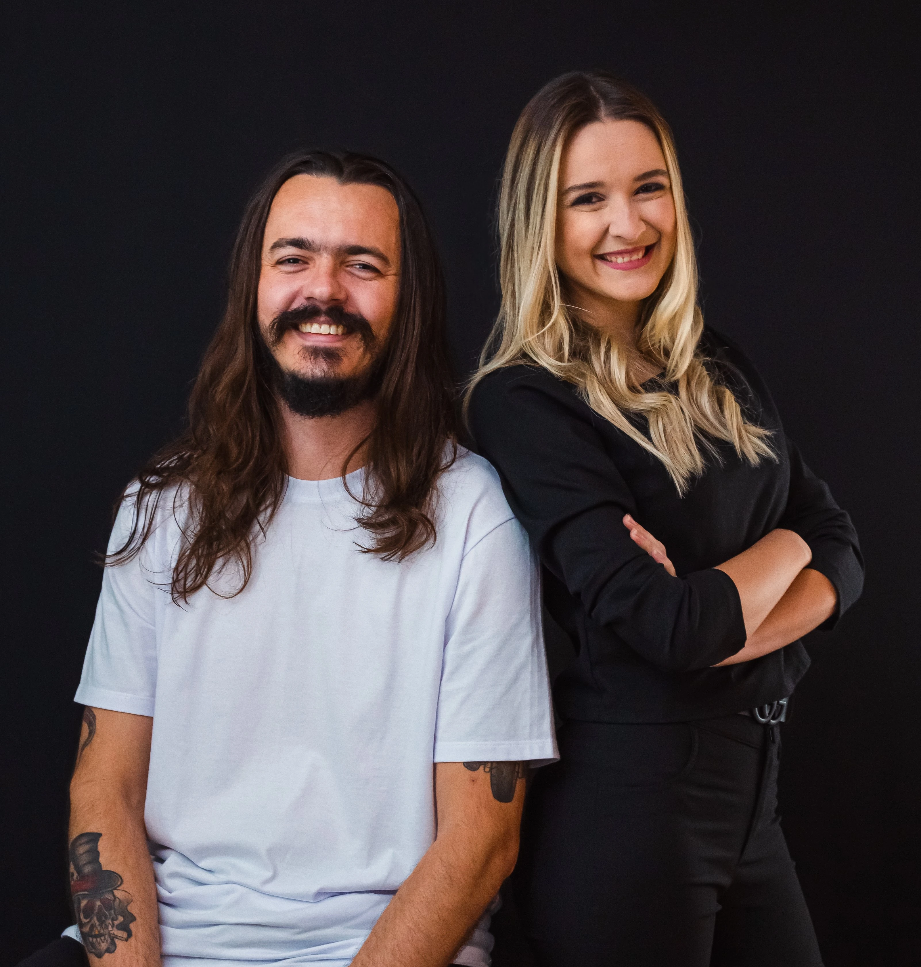 foto do Engenharia Rafael e da Técnica em Edificações Maryane